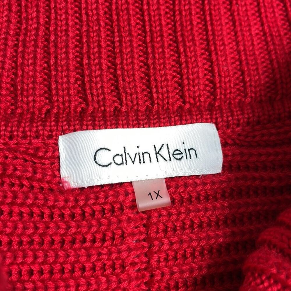 CALVIN KLEIN Red Cableknit Turtleneck Sweater Women’s Size 1X - Picture 2 of 6